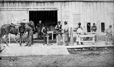 Indianer-Trainingsschule, Forest Grove, Oregon: Schmieden, 1882 von Isaac Grundy Davidson